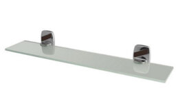 Bisk Modern Chrome Plated Zamak Wall Mounted Mirror Ledge Tempered Glass Shelf - thumbnail 1
