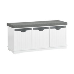 Hallway Storage Shoe Bench Shoe Cabinet With Removable Cushion, Sobuy Fsr30-W