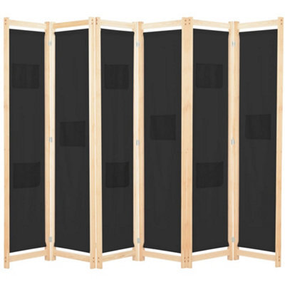 Vidaxl 6-Panel Room Divider Black 240X170X4 Cm Fabric Room Dividers - image 1