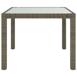 Vidaxl Garden Table 90X90X75 Cm Tempered Glass And Poly Rattan Grey - thumbnail 3