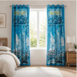 "Smart Living Soft Cosy Poly Cotton Inspire Curtains- Teal - 66""x72""" - thumbnail 1