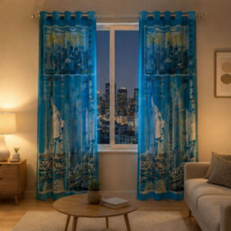 "Smart Living Soft Cosy Poly Cotton Inspire Curtains- Teal - 66""x72""" - thumbnail 2