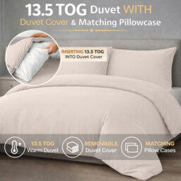 Ameha Duvet 13.5 Tog With Cream Duvet Cover & Matching Pillowcases, Breathable, Bedding Set, Single 135X200Cm - thumbnail 2