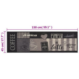 Berkfield Kitchen Rug Washable Coffee Black 45X150 Cm Velvet - thumbnail 5