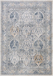 Livabliss Jolie-Vintage Grey Blue Ivory Brown Traditional Boho Living Dining Bedroom Rug 140 X 200 Cm Easy Care, Non Shedding