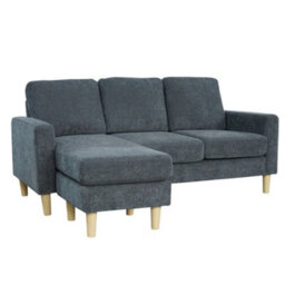Aspire Pad Compact Sofa With Reversible Chaise, Charcoal - thumbnail 3