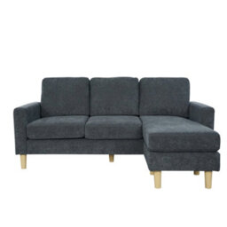 Aspire Pad Compact Sofa With Reversible Chaise, Charcoal - thumbnail 2