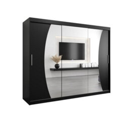Arte Wave Contemporary 3 Mirrored Sliding Door Wardrobe 9 Shelves 2 Rails Black Matt (H)2000mm (W)2500mm (D)620mm - thumbnail 1
