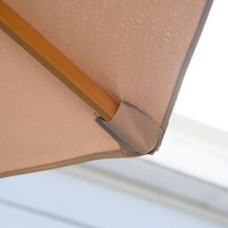 Outsunny 3(M) Wooden Garden Parasol Sun Shade Outdoor Umbrella Canopy Khaki - thumbnail 7