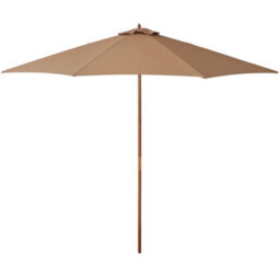 Outsunny 3(M) Wooden Garden Parasol Sun Shade Outdoor Umbrella Canopy Khaki - thumbnail 2