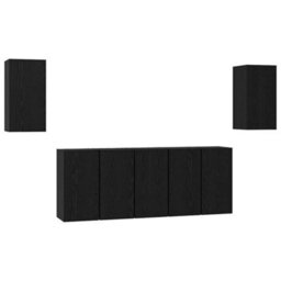 Berkfield Modern Tv Cabinet 7 Pcs Black Oak 30.5 X 30 X 60 Cm Engineered Wood
