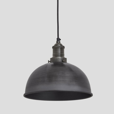 Industville Brooklyn Dome Pendant, 8 Inch, Pewter, Pewter Holder - image 1