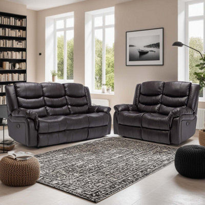 More4Homes Seattle Electric Recliner Bonded Leather 2+3 Seater Sofa Set (Brown) - image 1