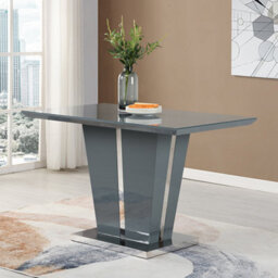 Furniture in Fashion Memphis Small Grey Gloss Dining Table With 4 Petra White Chairs - thumbnail 2