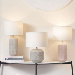 Pacific Lifestyle Grey Geo Textured Tall Ceramic Table Lamp - thumbnail 2