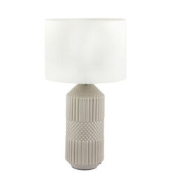Pacific Lifestyle Grey Geo Textured Tall Ceramic Table Lamp - thumbnail 4