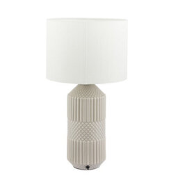 Pacific Lifestyle Grey Geo Textured Tall Ceramic Table Lamp - thumbnail 5