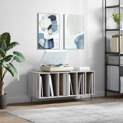 Walplus Record Cabinet Grey Sonoma 100X38X48 Cm Engineered Wood - image 1