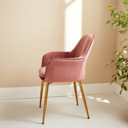 Sweeek - Accent Chair With Metal Legs Shella Velvet Rose Pink 57X59X84.5 Cm - thumbnail 6