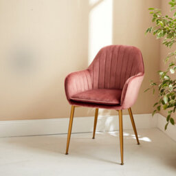 Sweeek - Accent Chair With Metal Legs Shella Velvet Rose Pink 57X59X84.5 Cm - thumbnail 5