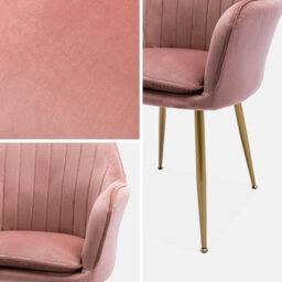 Sweeek - Accent Chair With Metal Legs Shella Velvet Rose Pink 57X59X84.5 Cm - thumbnail 3