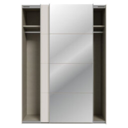 Furnipol Sophistispace 150L Sliding Mirror Wardrobe Large 2 Door Freestanding Bedroom Storage Cupboard Cashmere - thumbnail 3