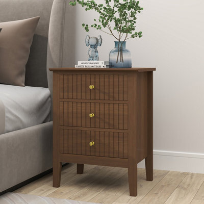 Melody Maison 3 Drawer Bedside Table - Hales Dark Wood Range - image 1