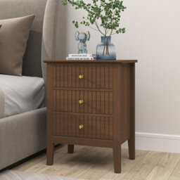 Melody Maison 3 Drawer Bedside Table - Hales Dark Wood Range - thumbnail 1