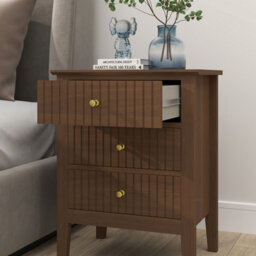 Melody Maison 3 Drawer Bedside Table - Hales Dark Wood Range - thumbnail 3