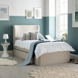 Una Warm Stone Fabric Guest Bed With Trundle - 3Ft Single - thumbnail 2