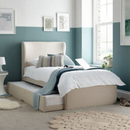 Una Warm Stone Fabric Guest Bed With Trundle - 3Ft Single - thumbnail 3