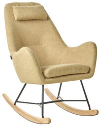 Beliani Modern Rocking Chair In Durable Yellow Fabric With Metal Legs, Rubberwood Frame, W48 X D92 X H116Cm - thumbnail 3