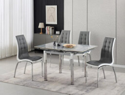 Furnizone UK Piccolo 4-Seater Ceramic Extending Dining Table And 4 Vienna Grey Faux Leather Chairs - thumbnail 1