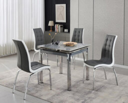 Furnizone UK Piccolo 4-Seater Ceramic Extending Dining Table And 4 Vienna Grey Faux Leather Chairs - thumbnail 2