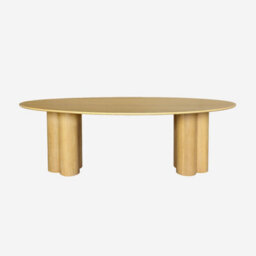 Sweeek - 8-Seater Oval Dining Table Rubberwood And Oak Veneer Natural 220X110X73 Cm - Leonore - thumbnail 2
