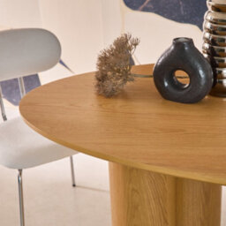 Sweeek - 8-Seater Oval Dining Table Rubberwood And Oak Veneer Natural 220X110X73 Cm - Leonore - thumbnail 6