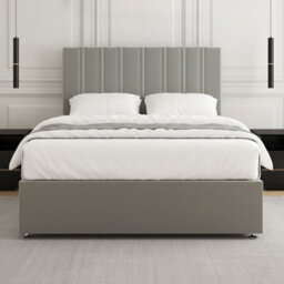 REGIONAL FURNISHINGS Luxury Divan Bed Set Silver Plush Velvet 24Inch Headboard & 2Drawers Sameside & No Mattress In Single Double King 4Ft 6Ft Sizes - thumbnail 3