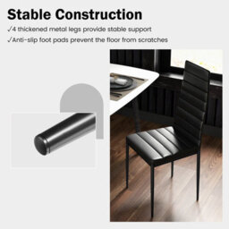 Costway Set Of 6 Dining Chairs Padded Seat High Back Dining Side Chairs Pvc Leather - thumbnail 6