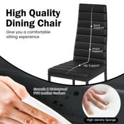 Costway Set Of 6 Dining Chairs Padded Seat High Back Dining Side Chairs Pvc Leather - thumbnail 5