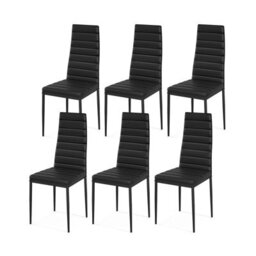 Costway Set Of 6 Dining Chairs Padded Seat High Back Dining Side Chairs Pvc Leather - thumbnail 1