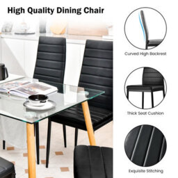 Costway Set Of 6 Dining Chairs Padded Seat High Back Dining Side Chairs Pvc Leather - thumbnail 4