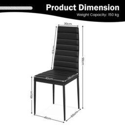 Costway Set Of 6 Dining Chairs Padded Seat High Back Dining Side Chairs Pvc Leather - thumbnail 3