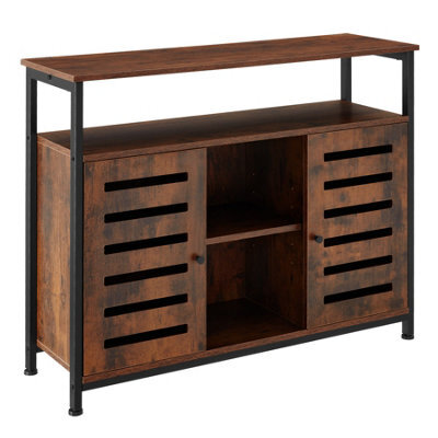 Tectake Sideboard Warrington - 2 Large Shelves, 3 Storage Compartments 100 Cm - Industrial Wood Dark, Rustic - image 1