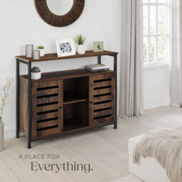 Tectake Sideboard Warrington - 2 Large Shelves, 3 Storage Compartments 100 Cm - Industrial Wood Dark, Rustic - thumbnail 8