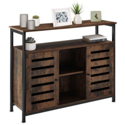 Tectake Sideboard Warrington - 2 Large Shelves, 3 Storage Compartments 100 Cm - Industrial Wood Dark, Rustic - thumbnail 9