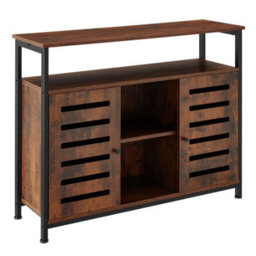 Tectake Sideboard Warrington - 2 Large Shelves, 3 Storage Compartments 100 Cm - Industrial Wood Dark, Rustic - thumbnail 1