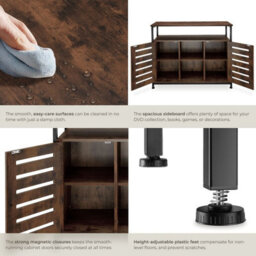 Tectake Sideboard Warrington - 2 Large Shelves, 3 Storage Compartments 100 Cm - Industrial Wood Dark, Rustic - thumbnail 5