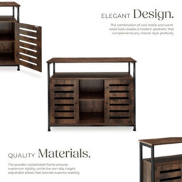 Tectake Sideboard Warrington - 2 Large Shelves, 3 Storage Compartments 100 Cm - Industrial Wood Dark, Rustic - thumbnail 3