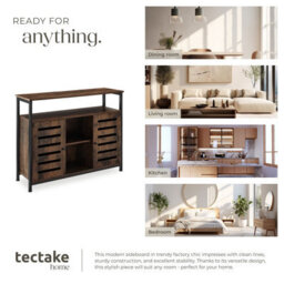 Tectake Sideboard Warrington - 2 Large Shelves, 3 Storage Compartments 100 Cm - Industrial Wood Dark, Rustic - thumbnail 7