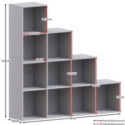 Lassic Vida Designs Durham Grey 10 Cube Staircase Storage Unit Bookcase Organiser - thumbnail 2